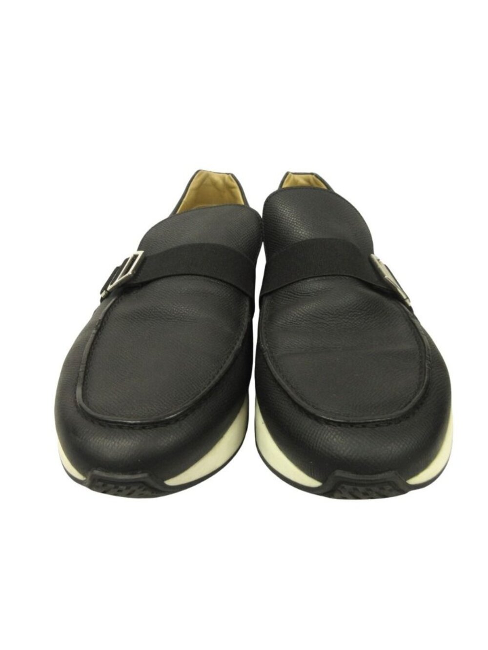 Hermes Epsom Leather Slip On Loafers Shoes Buckle 42.5 Black View 4